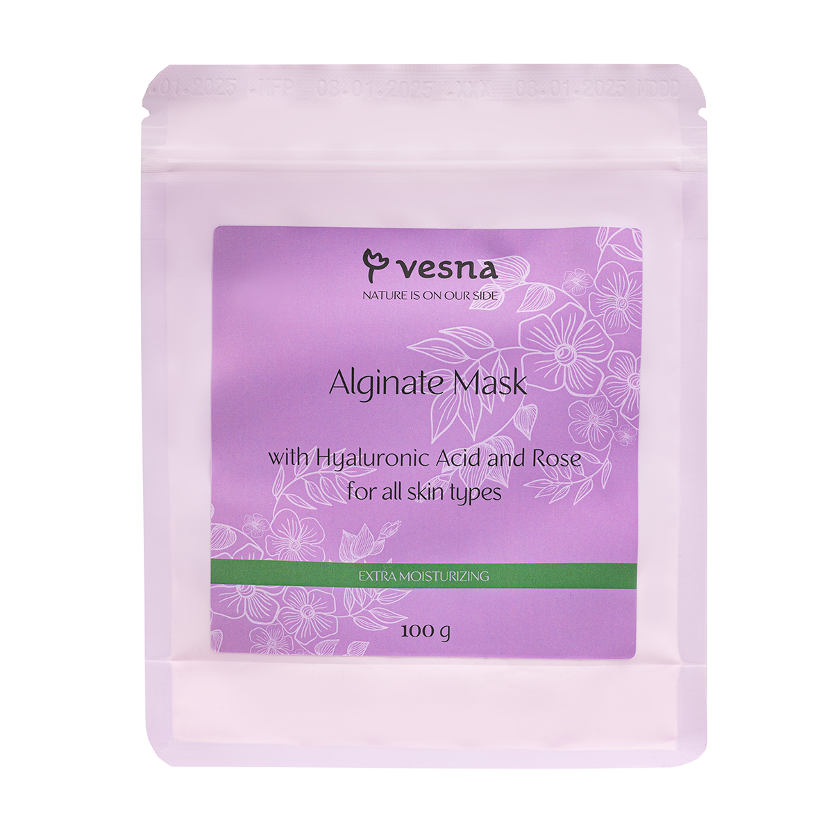 Альгінатна маска для обличчя Vesna Extra Moisturizing з гіалуроновою кислотою та трояндою, 100 г